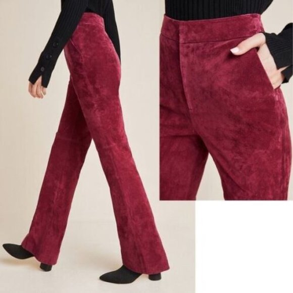 NWT Genuine suede Anthropologie burgundy red pants - Picture 2 of 14